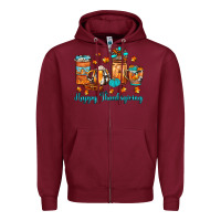Burgundy happy thanksgiving coffee Zipper Hoodie - JahusDesignShop