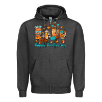 Charcoal Heather happy thanksgiving coffee Zipper Hoodie - JahusDesignShop
