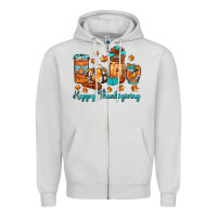 Dove Grey happy thanksgiving coffee Zipper Hoodie - JahusDesignShop