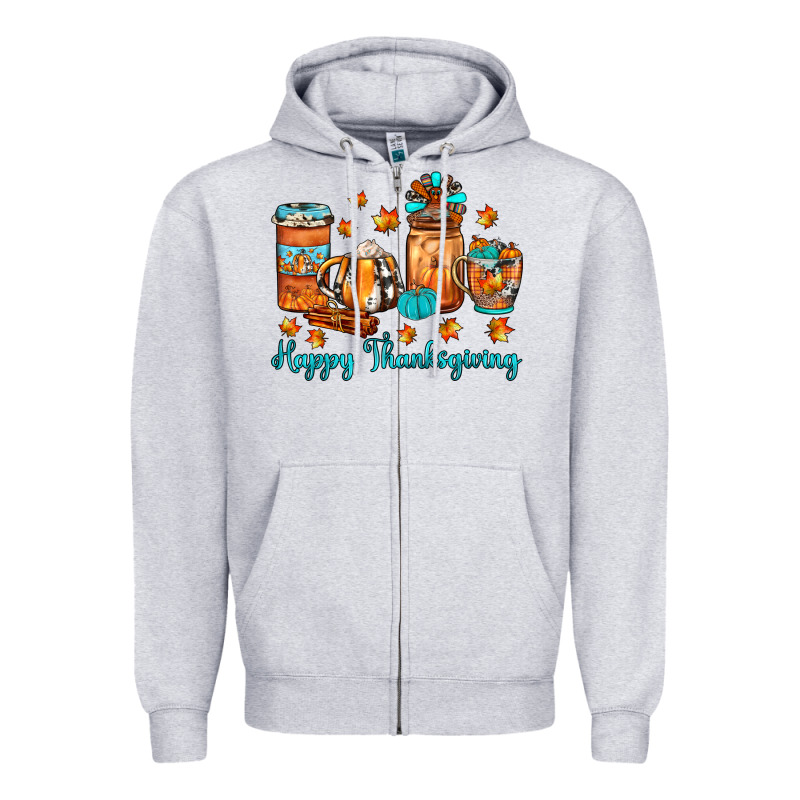 Happy Thanksgiving Coffee Zipper Hoodie by JahusDesignShop | Teevron