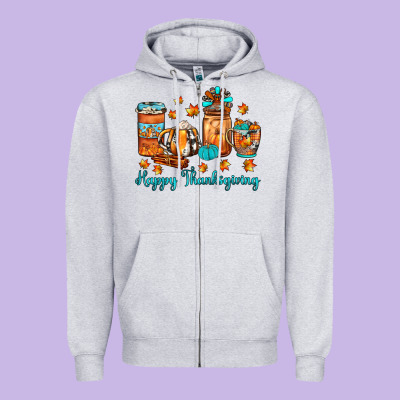 Happy Thanksgiving Coffee Zipper Hoodie Designed By Jahusdesignshop