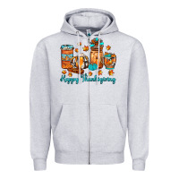 Heather Grey happy thanksgiving coffee Zipper Hoodie - JahusDesignShop