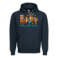 Navy happy thanksgiving coffee Zipper Hoodie - JahusDesignShop
