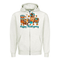 Oatmeal Heather happy thanksgiving coffee Zipper Hoodie - JahusDesignShop
