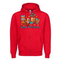 Red happy thanksgiving coffee Zipper Hoodie - JahusDesignShop