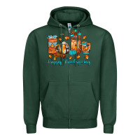 Sports Green happy thanksgiving coffee Zipper Hoodie - JahusDesignShop