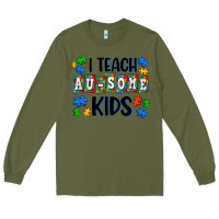 Army Green i teach ausome kids Long Sleeve Tee - AdoDesignShop