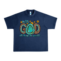 Navy with god all things are possible gemstone Urban Heavy Tee - Zillion Design Studio