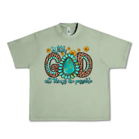 Oil Green with god all things are possible gemstone Urban Heavy Tee - Zillion Design Studio
