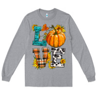 Heather Grey love pumpkin Long Sleeve Tee - HRA Design Shop