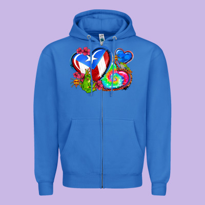 Western Leopard Puerto Rico   Hearts Zipper Hoodie Designed By Adodesignshop