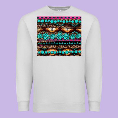 Leopard Aztec Turquoise Jewelry Premium Sweatshirt Designed By Barkaloodesign