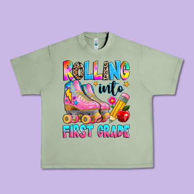 Rolling Into First Grade Urban Heavy Tee Designed By Texasbilliewilder