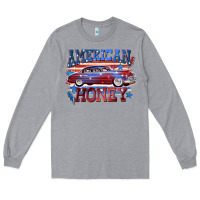 Heather Grey American honey 4th of july Long Sleeve Tee - CowGirlArtShop