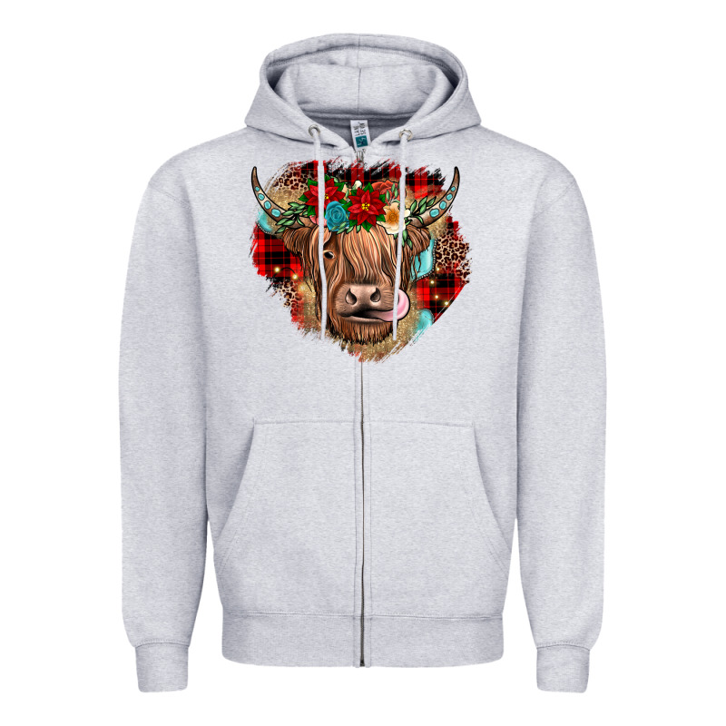 Christmas Cow Gemstone Zipper Hoodie by JahusDesignShop | Teevron