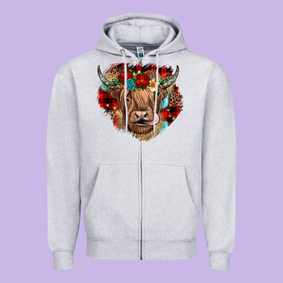 Christmas Cow Gemstone Zipper Hoodie Designed By Jahusdesignshop
