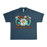 Midnight Navy with god all things are possible daisy Urban Heavy Tee - Zillion Design Studio