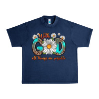 Navy with god all things are possible daisy Urban Heavy Tee - Zillion Design Studio
