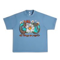 Pebble Blue with god all things are possible daisy Urban Heavy Tee - Zillion Design Studio