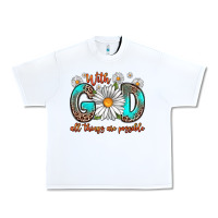 White with god all things are possible daisy Urban Heavy Tee - Zillion Design Studio