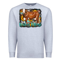 Heather Grey Western Heifer Please Simmental Cow Premium Sweatshirt - LillyAllenDesigns