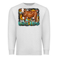 Oatmeal Heather Western Heifer Please Simmental Cow Premium Sweatshirt - LillyAllenDesigns