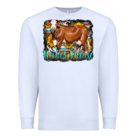 White Western Heifer Please Simmental Cow Premium Sweatshirt - LillyAllenDesigns