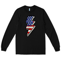 Black American lightning bold 4th of july Long Sleeve Tee - CowGirlArtShop