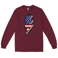 Burgundy American lightning bold 4th of july Long Sleeve Tee - CowGirlArtShop