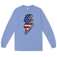 Colony Blue American lightning bold 4th of july Long Sleeve Tee - CowGirlArtShop