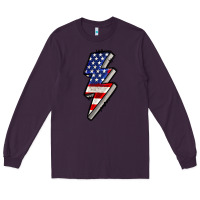 Plum American lightning bold 4th of july Long Sleeve Tee - CowGirlArtShop