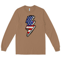 Toasted Coconut American lightning bold 4th of july Long Sleeve Tee - CowGirlArtShop