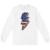 White American lightning bold 4th of july Long Sleeve Tee - CowGirlArtShop
