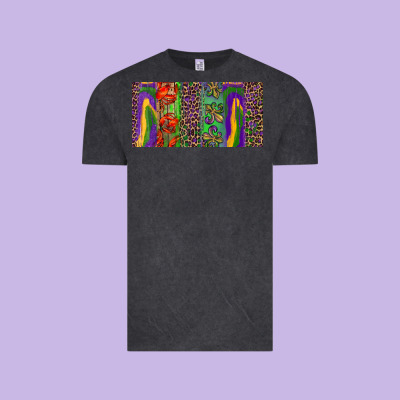 Vintage Tee Mardi gras brushstrokes crawfish fleur de lis