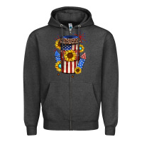 Charcoal Heather 4th of july coffee cup Zipper Hoodie - JahusDesignShop