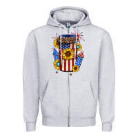 Heather Grey 4th of july coffee cup Zipper Hoodie - JahusDesignShop