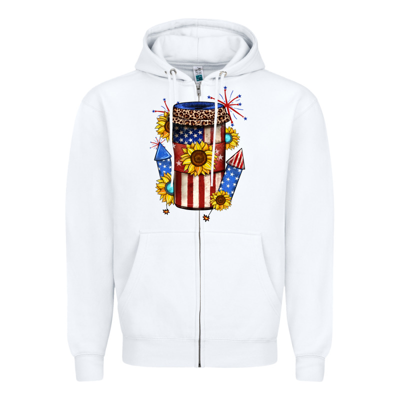 4th Of July Coffee Cup Zipper Hoodie by JahusDesignShop | Teevron