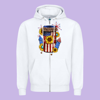 4th Of July Coffee Cup Zipper Hoodie Designed By Jahusdesignshop