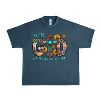 Midnight Navy with god all things are possible cross Urban Heavy Tee - Zillion Design Studio