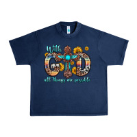 Navy with god all things are possible cross Urban Heavy Tee - Zillion Design Studio