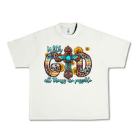 Pistachio with god all things are possible cross Urban Heavy Tee - Zillion Design Studio