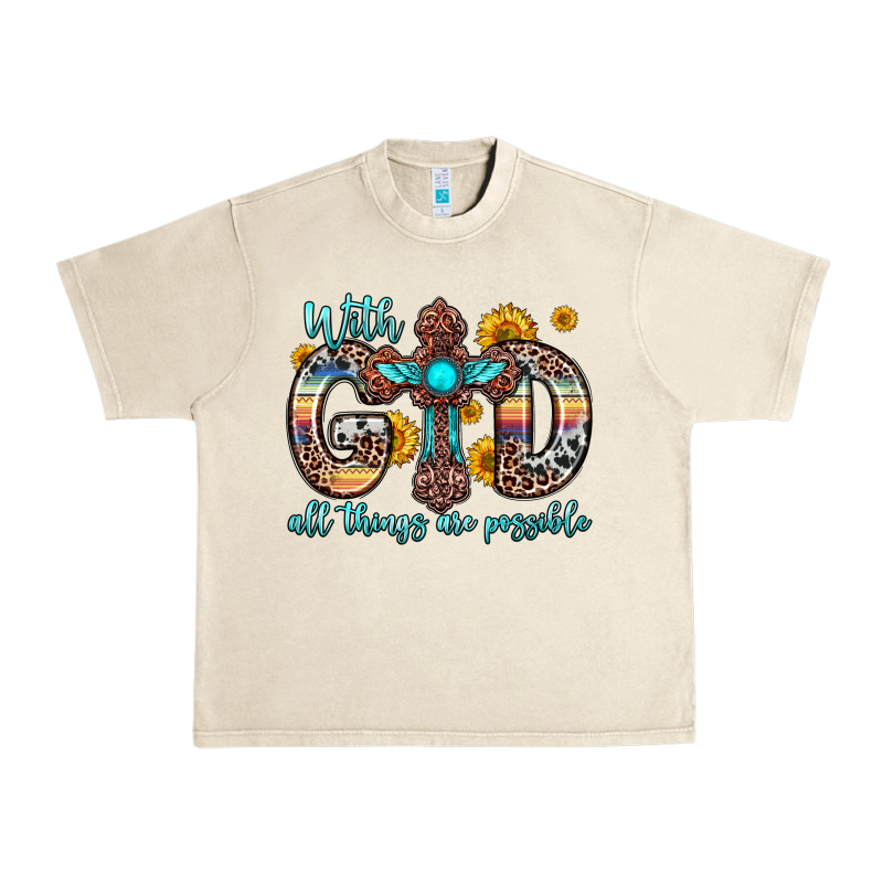 With God All Things Are Possible Cross Urban Heavy Tee by Zillion Design Studio | Teevron