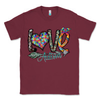 Burgundy love autism Classic Tee - SublimationCraftShop