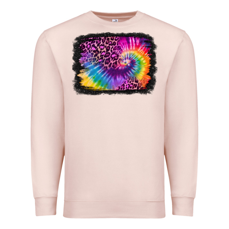 Tie Dye Leopard Glitter Background Premium Sweatshirt by Jasminsmagicworld | Teevron