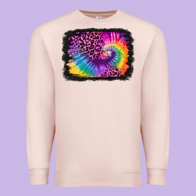Tie Dye Leopard Glitter Background Premium Sweatshirt Designed By Jasminsmagicworld