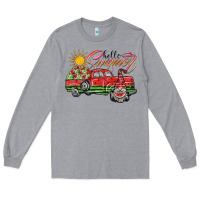 Heather Grey hello summer Long Sleeve Tee - SublimationCraftShop