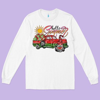 Hello Summer Long Sleeve Tee Designed By Sublimationcraftshop
