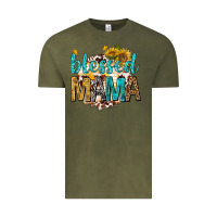 Vintage Olive blessed mama with sunflowers Vintage Tee - texasbilliewilder