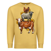 Antique Gold farm animals stack Premium Sweatshirt - LillyAllenDesigns