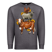 Charcoal Heather farm animals stack Premium Sweatshirt - LillyAllenDesigns